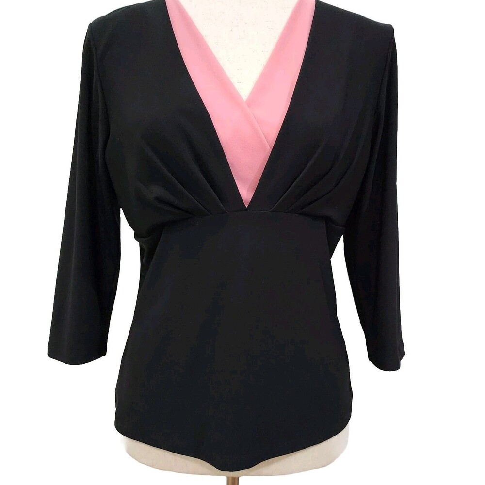 Dressbarn Vintage Womens Black And Pick Blouse Size S‎ Made in USA
